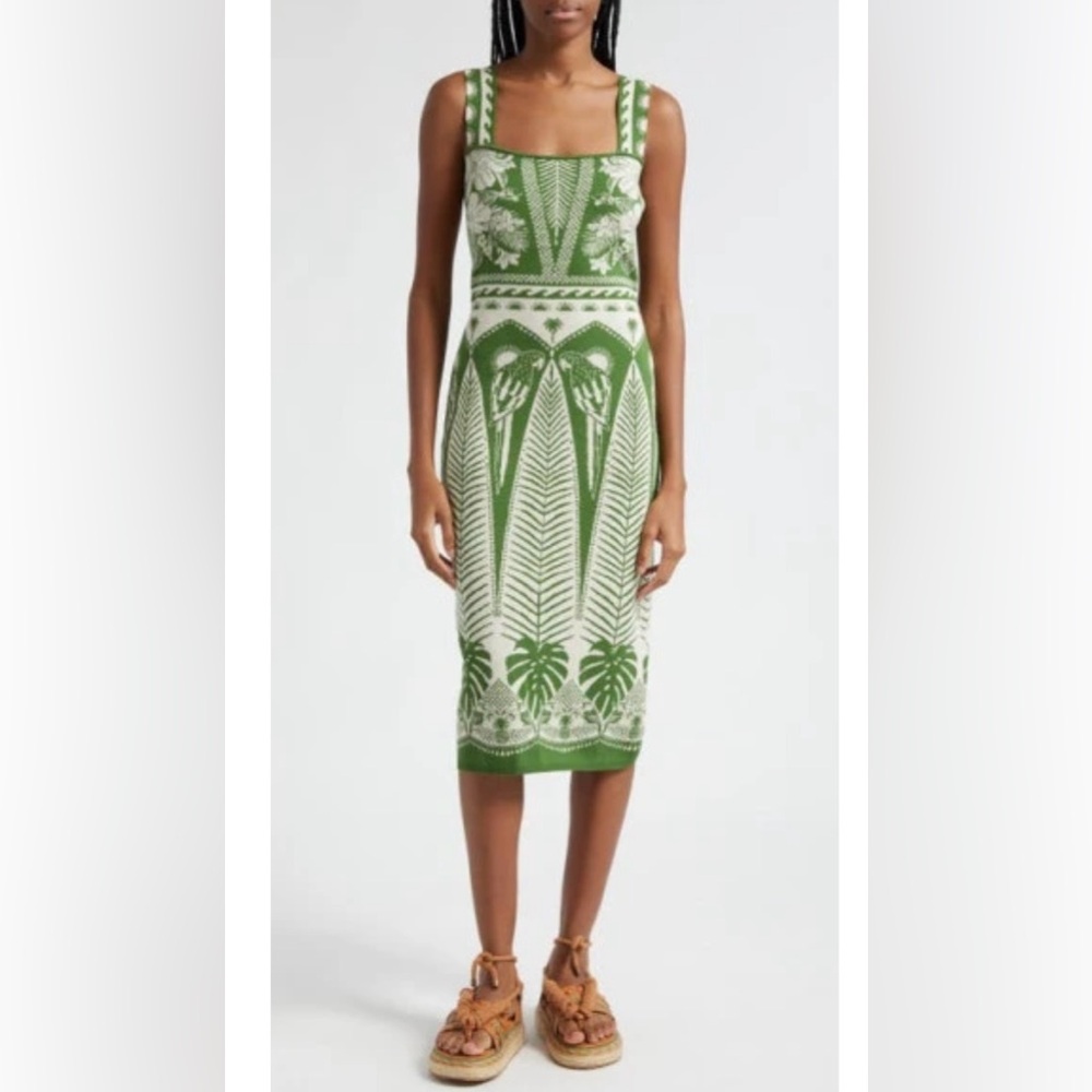 FARM Rio Macaw Jacquard Sweater Dress in Macaw Elegance